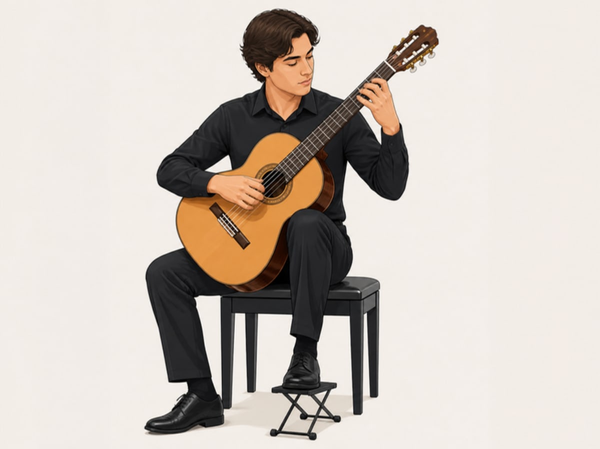 The classical guitar sitting position